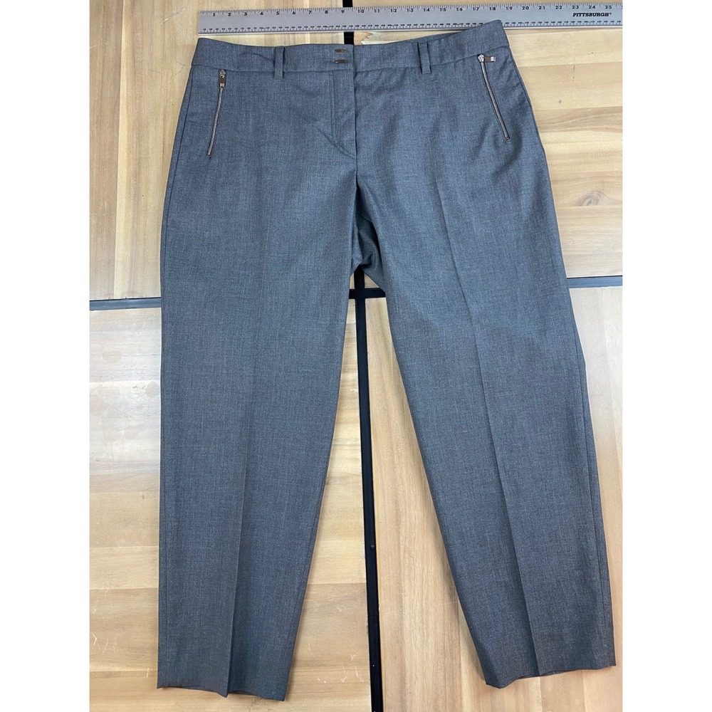RIANI Women Grey Zip Pocket‎ Tailored Trousers Dress Pants Size 16